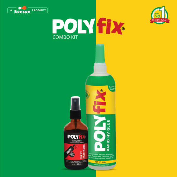 Polyfix HV Glue + Glass Spray Activator Combo Kit : The Ultimate Adhesive Solution for Wood, Metal, and More – 250g+100ml